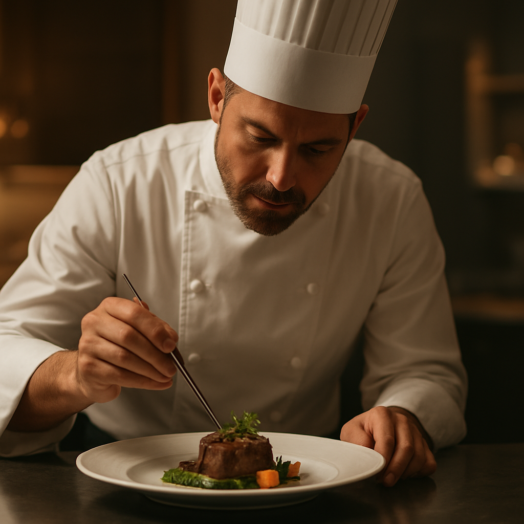 Chef de Yassine Zirari dressant un plat gastronomique